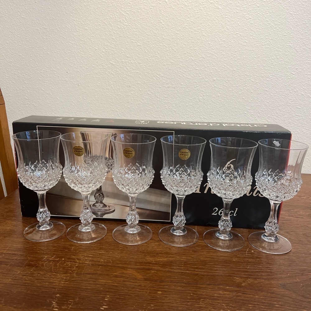 Cristal d’Arques Ancenis 26cl Lead Crystal Wine Glass Set of 6 – New in Box